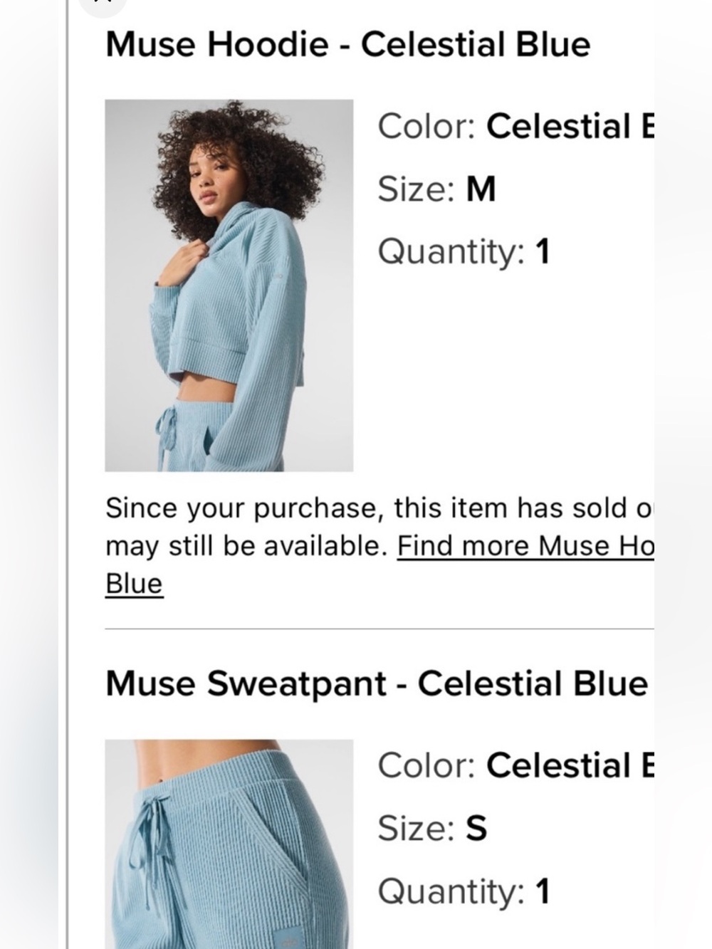 ALO Yoga Celestial Blue Ribbed Sweat Set - Picture 3 of 14